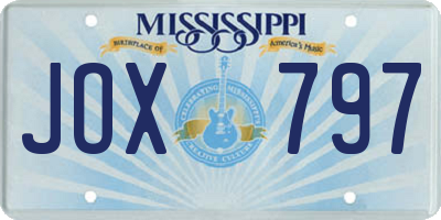 MS license plate JOX797