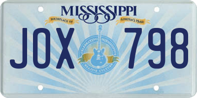 MS license plate JOX798
