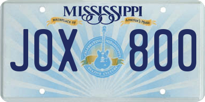 MS license plate JOX800