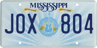 MS license plate JOX804