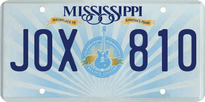 MS license plate JOX810