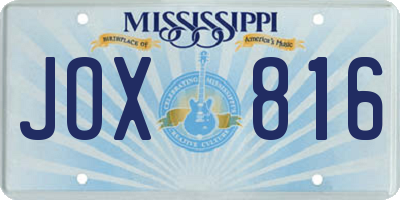 MS license plate JOX816