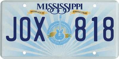 MS license plate JOX818