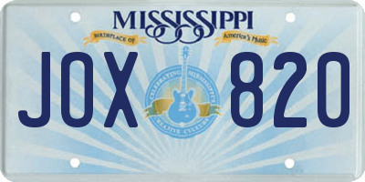 MS license plate JOX820