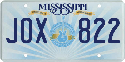 MS license plate JOX822