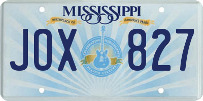 MS license plate JOX827