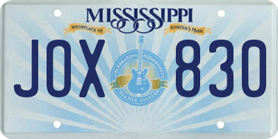 MS license plate JOX830