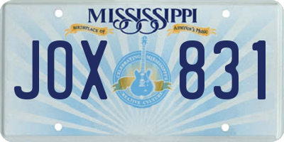 MS license plate JOX831