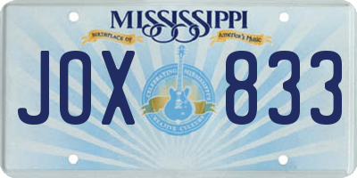MS license plate JOX833