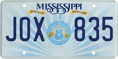 MS license plate JOX835