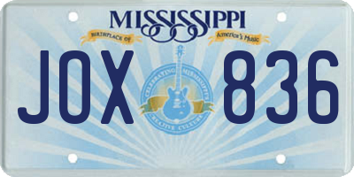 MS license plate JOX836