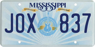 MS license plate JOX837