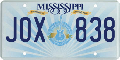 MS license plate JOX838