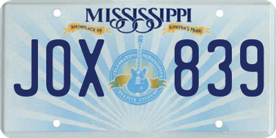 MS license plate JOX839