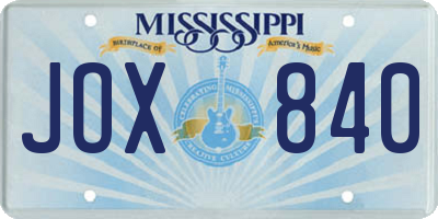 MS license plate JOX840