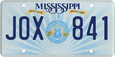 MS license plate JOX841