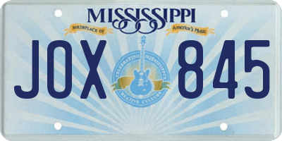 MS license plate JOX845