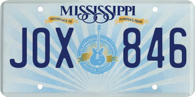 MS license plate JOX846