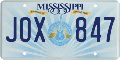 MS license plate JOX847