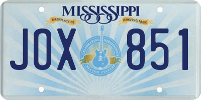 MS license plate JOX851