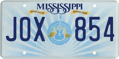 MS license plate JOX854