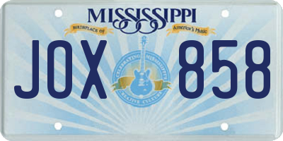 MS license plate JOX858