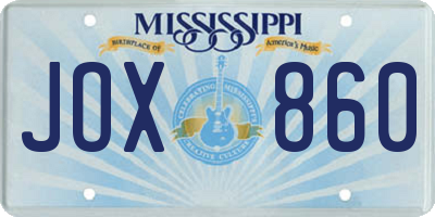 MS license plate JOX860