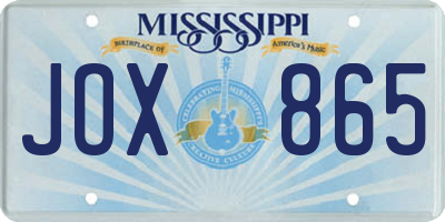MS license plate JOX865