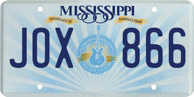 MS license plate JOX866