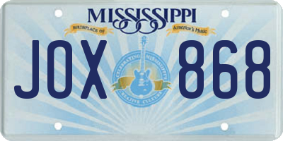 MS license plate JOX868