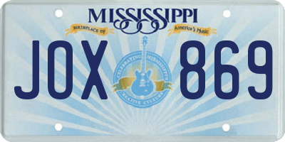 MS license plate JOX869