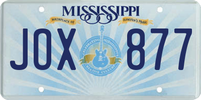 MS license plate JOX877