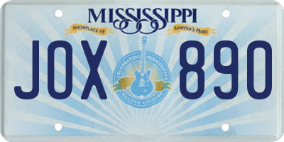 MS license plate JOX890