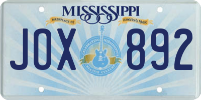 MS license plate JOX892