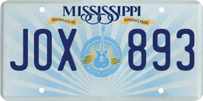 MS license plate JOX893