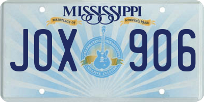 MS license plate JOX906