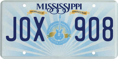 MS license plate JOX908