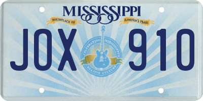 MS license plate JOX910