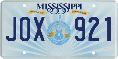 MS license plate JOX921