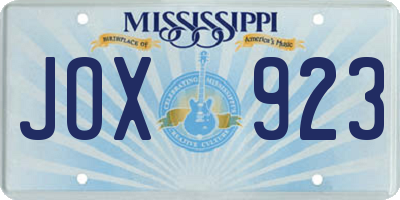 MS license plate JOX923