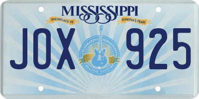 MS license plate JOX925