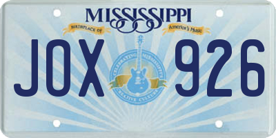 MS license plate JOX926
