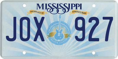 MS license plate JOX927