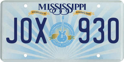 MS license plate JOX930