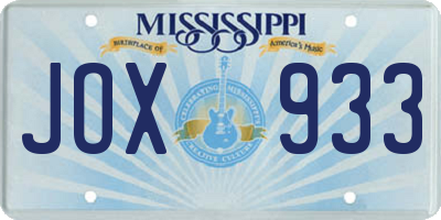 MS license plate JOX933