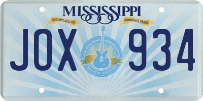 MS license plate JOX934