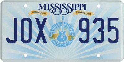 MS license plate JOX935