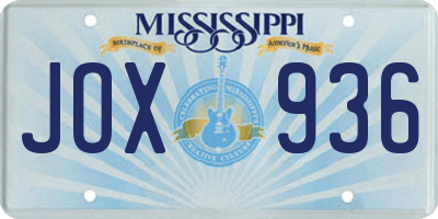 MS license plate JOX936