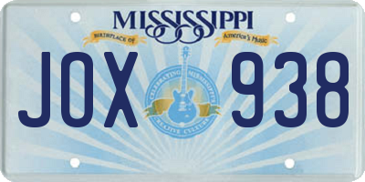 MS license plate JOX938