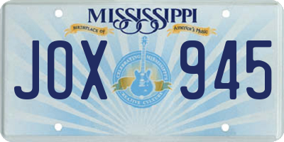 MS license plate JOX945